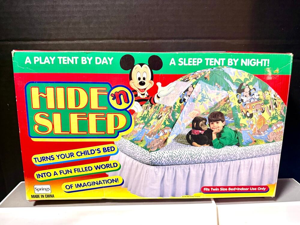 1985 Disney Mickey Mouse Hide 'n Sleep play tent by Springs Industries.